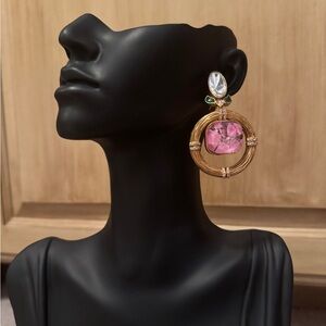 Chic Gold and Pink Statement Earrings